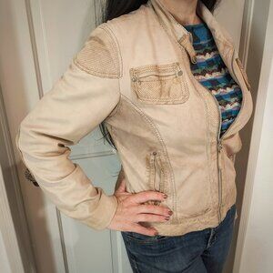Vintage GIORGIO CUIRS Beige Leather Flight Jacket / Bomber, Sz 4 / 6